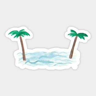 Watercolor Island Palm Trees Sticker